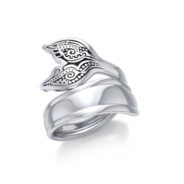 Aboriginal Whale Tail Sterling Silver Spoon Ring TRI1734 - Jewelry